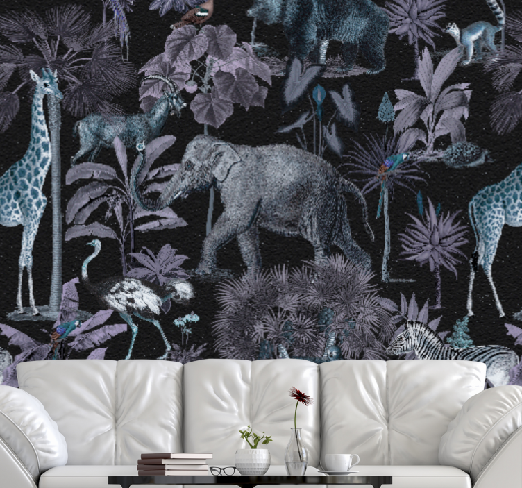 Animals wall mural safari landscape - TenStickers