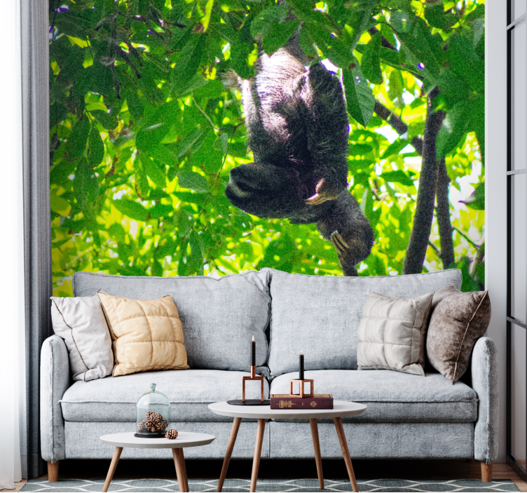 Animals wall mural sloth in greenery - TenStickers