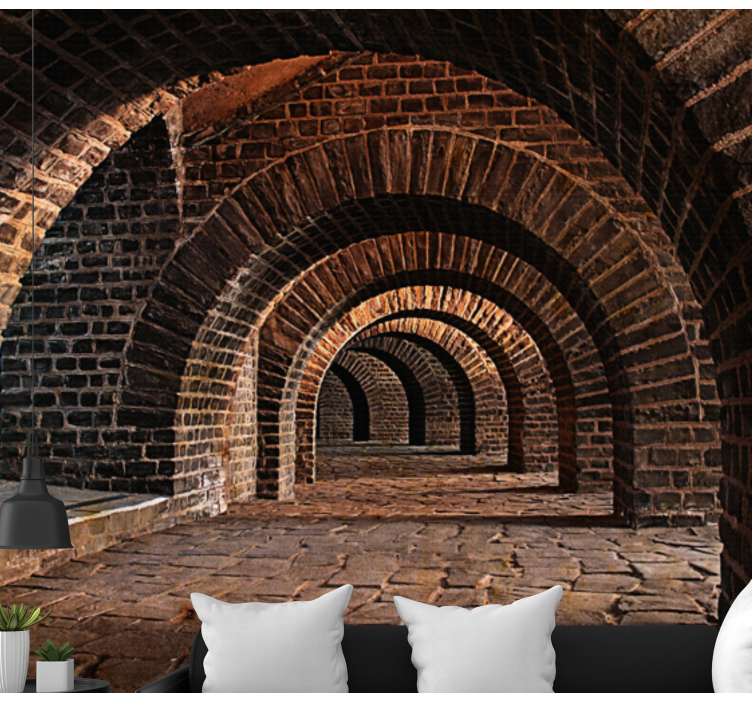Arched Stone Passage wall mural 3d - TenStickers