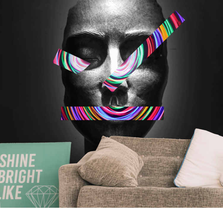 Art wall mural abstract facial features design - TenStickers