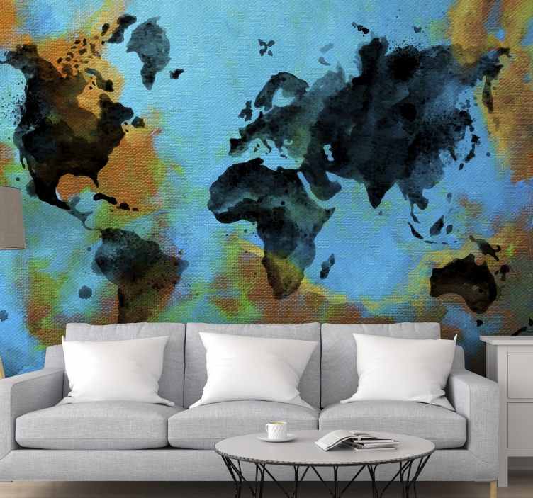 Artistic Design world map wallpaper - TenStickers