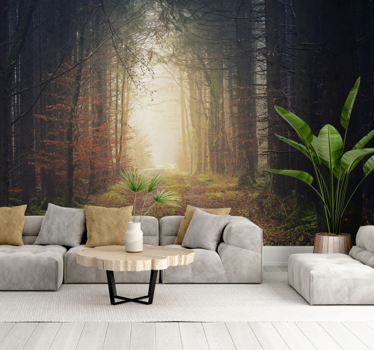 Autumn forest path wall mural - TenStickers