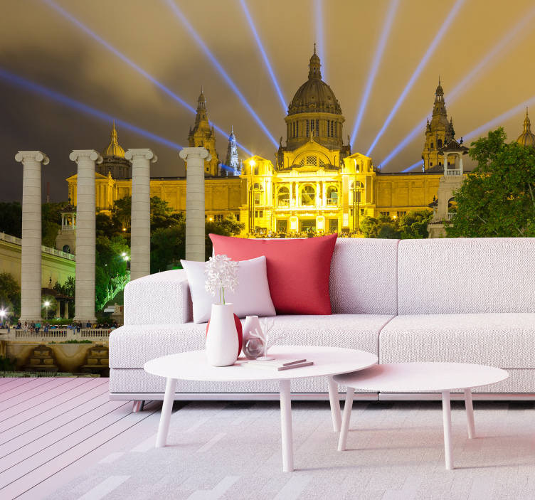 Barcelona Night Lights city wall mural - TenStickers
