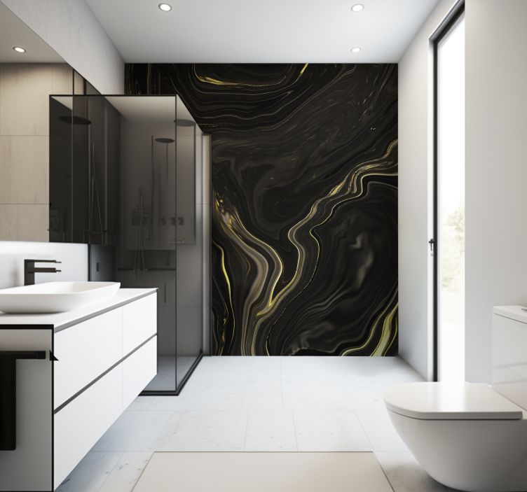 Black and gold marble Bathroom Murals - TenStickers