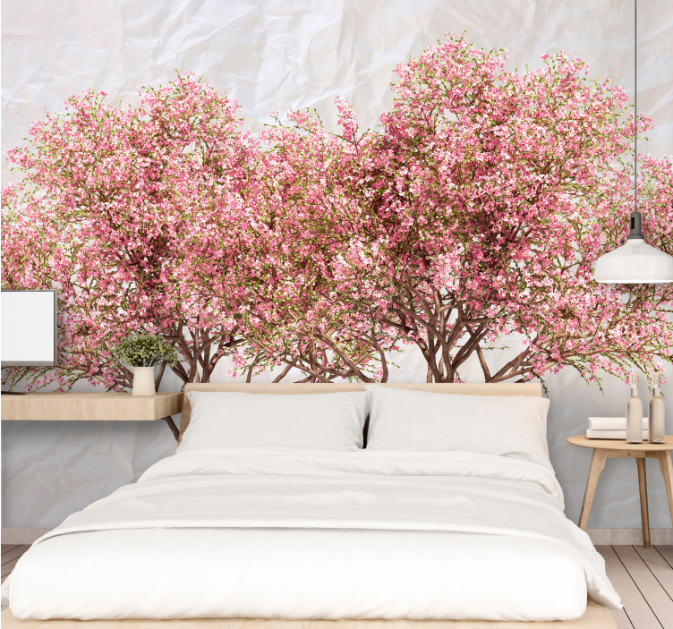 Blooming Pink Trees flower wall mural - TenStickers
