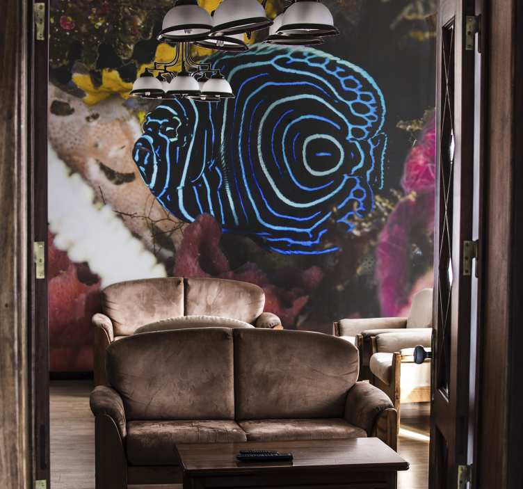 Animals wall mural blue fish patterns - TenStickers