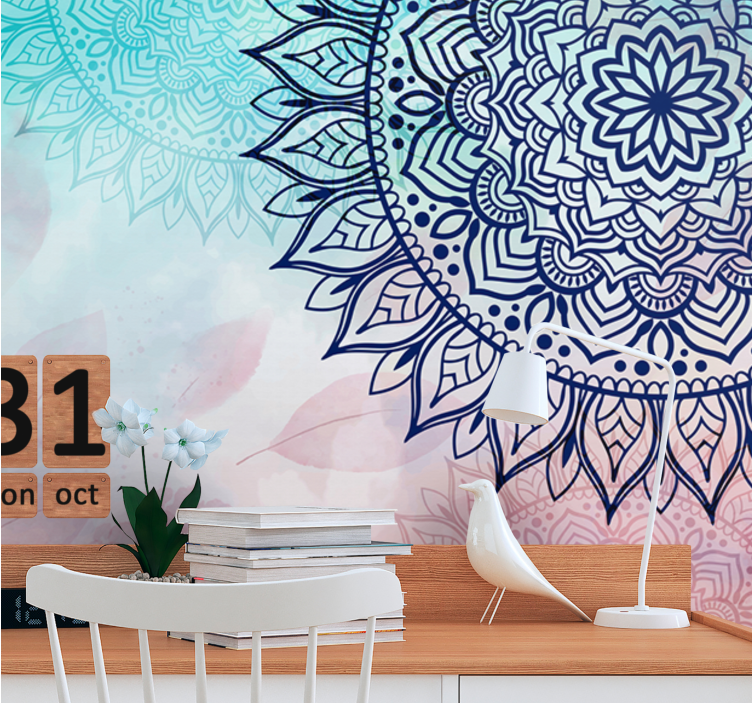 Blue shades art design mandala wall mural - TenStickers