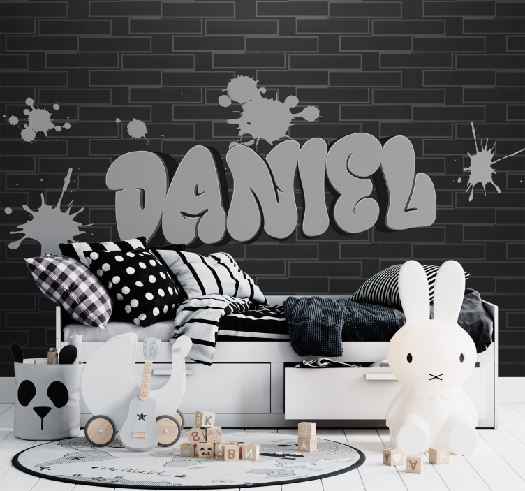 Brick Wall Graffiti Name Teenage Wall Mural - TenStickers