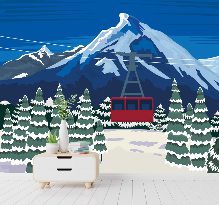 Cable Car Adventure wall mural mountain - TenStickers