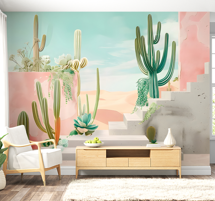 Cactus design desert wall mural - TenStickers
