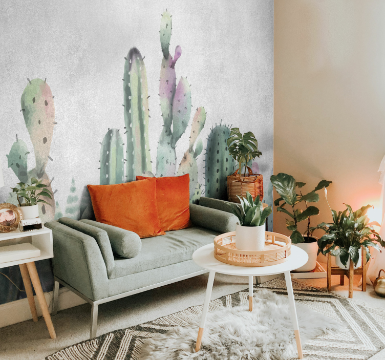 Cactus field desert wall mural - TenStickers