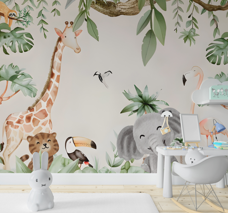 Children's savannah animals wall mural - TenStickers