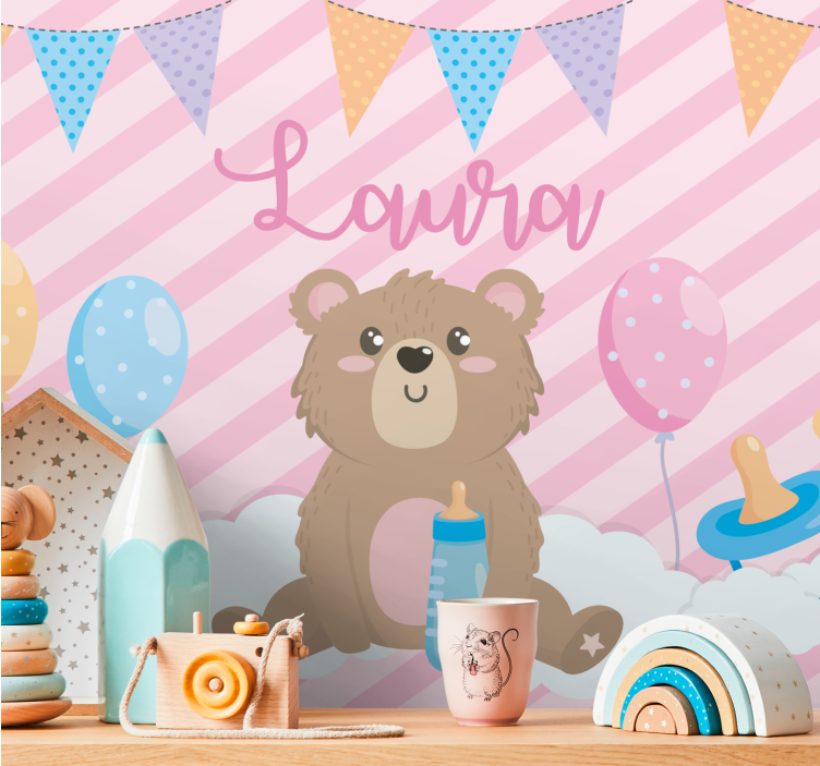 Childrens wall mural cute bear illustration - TenStickers