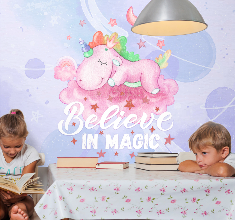 Childrens wall mural unicorn dream cloud - TenStickers