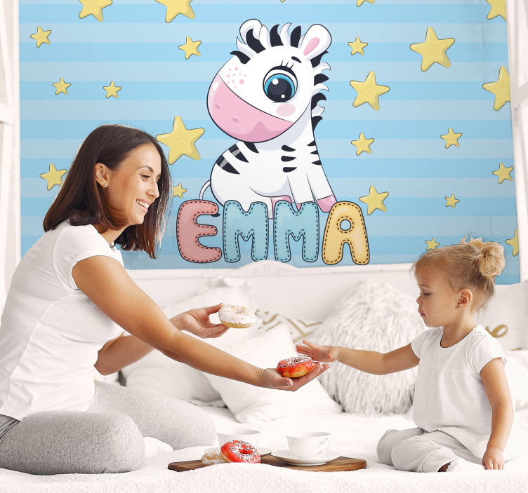 Childrens wall mural zebra and stars - TenStickers