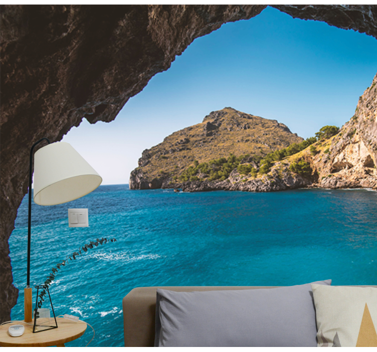 Coastal Cave View landscape wall mural - TenStickers