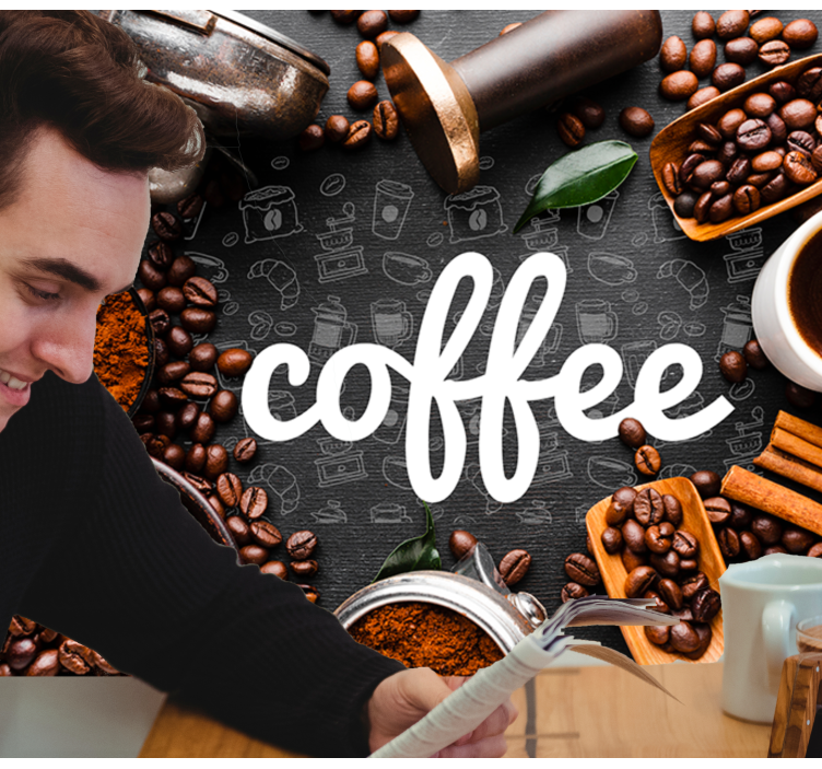 Coffee Inspiration quote wall mural - TenStickers