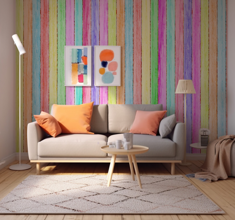 Color wood planks wall mural - TenStickers