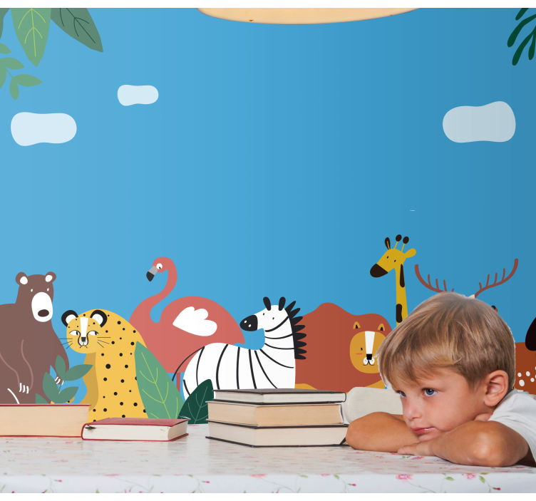 Colorful Animal Parade animals wall mural - TenStickers