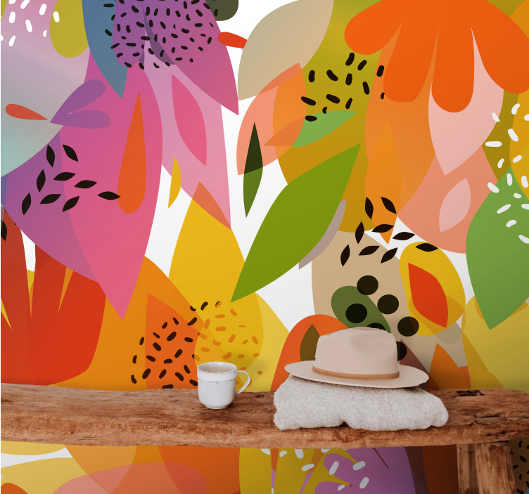 Colorful floral collage flower wall mural - TenStickers