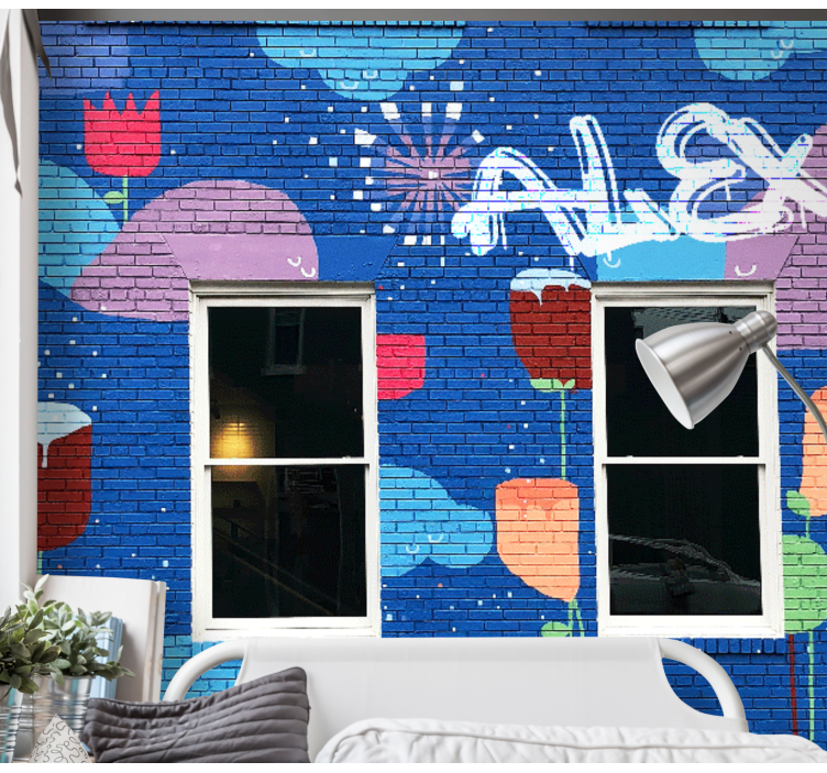 Colorful Floral Elements graffiti wall mural - TenStickers