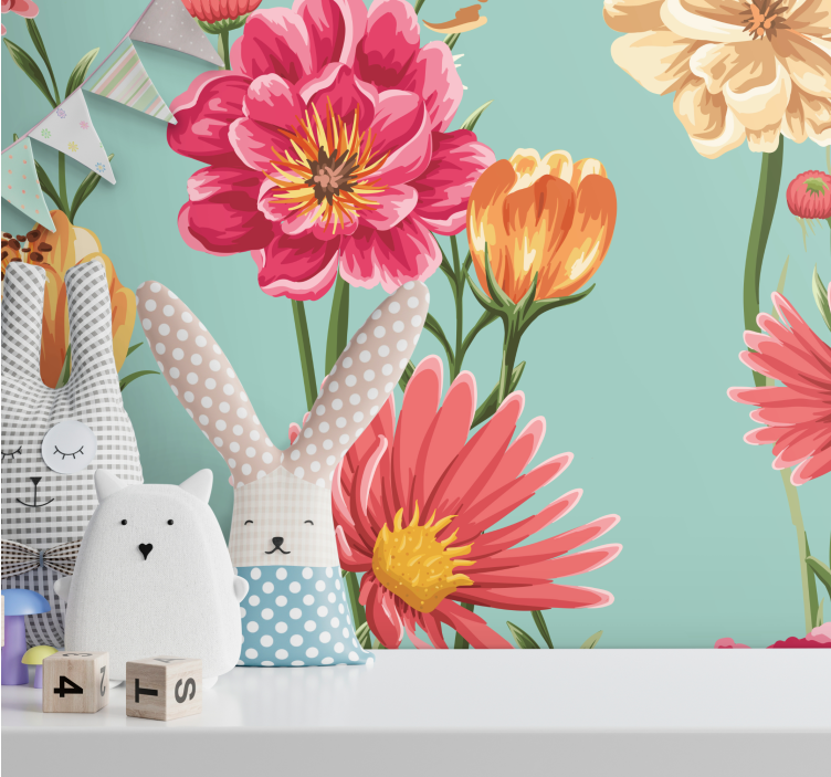 Colorful flower composition flower wall mural - TenStickers