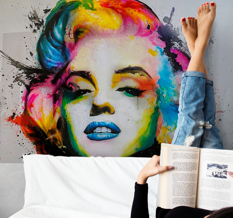 Colourful Marilyn Monroe living room wallpaper - TenStickers