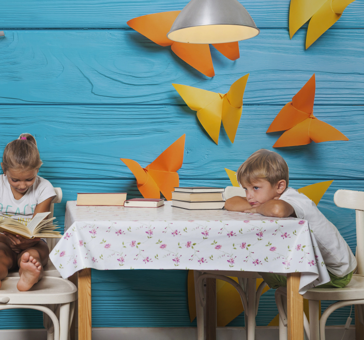 Colorful Paper Butterflies woods wall mural - TenStickers
