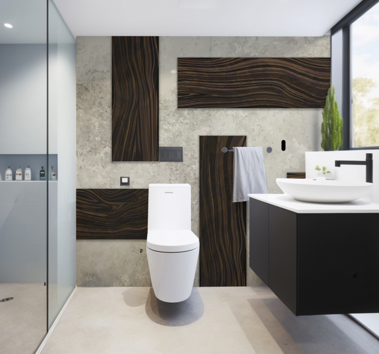 Concrete and Wood Texture Bathroom Wallmural - TenStickers