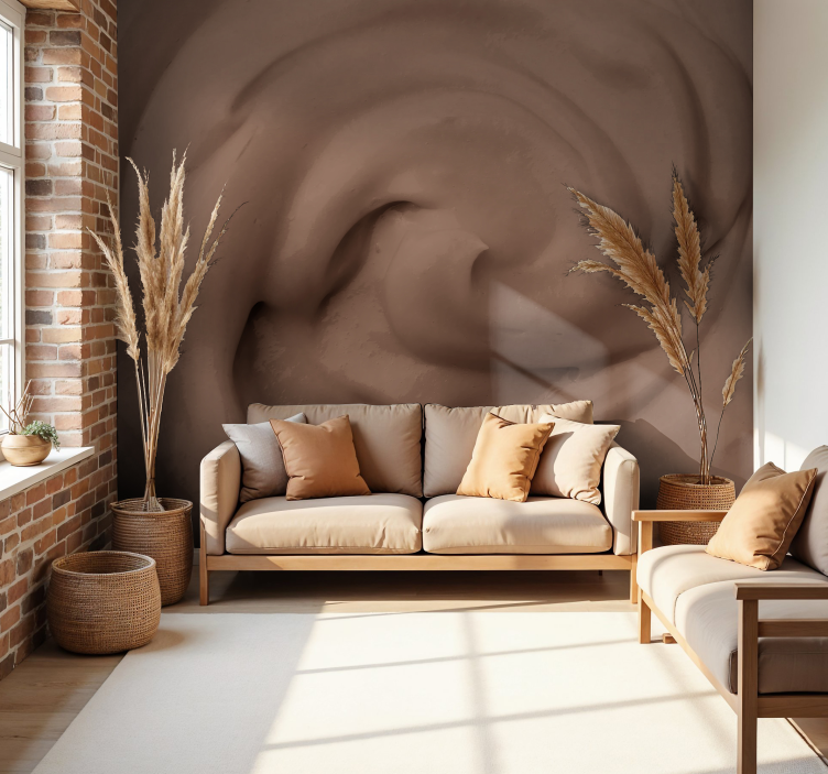 Cream texture living room wall mural - TenStickers