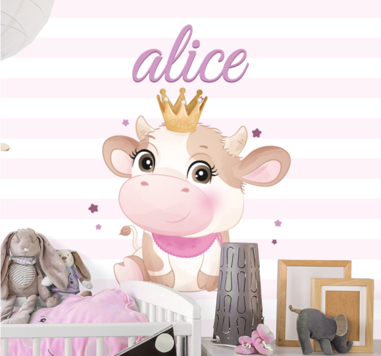 Crowned Cow Illustration childrens wall mural - TenStickers