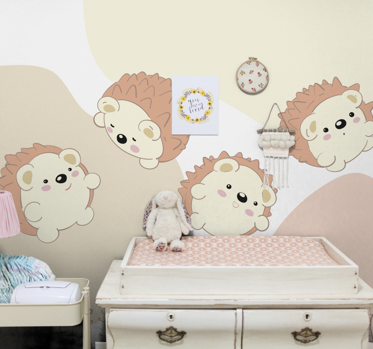 Cute Hedgehog Friends animals wall mural - TenStickers