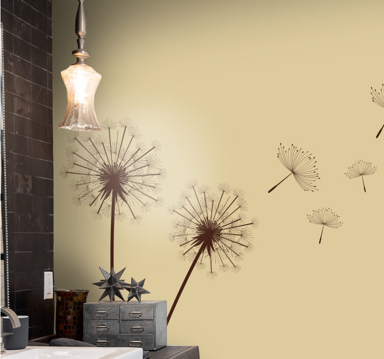 Dandelion seeds flying flower wall mural - TenStickers