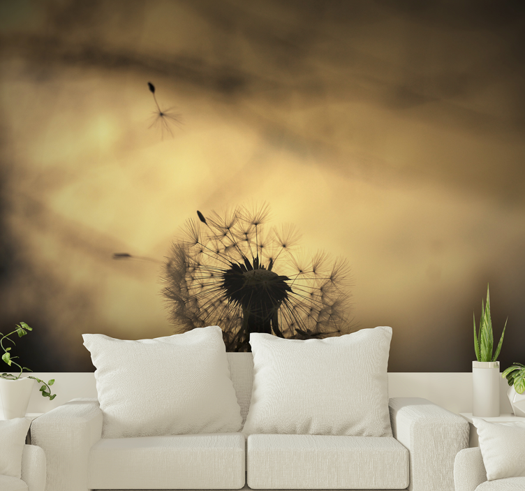 Dandelion Silhouette dandelion wall mural - TenStickers