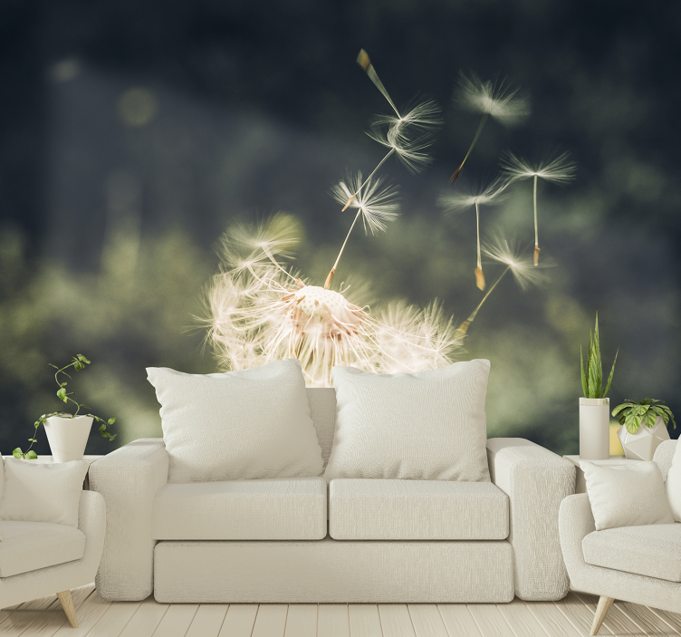 Dandelion wall mural dandelion seed breeze - TenStickers