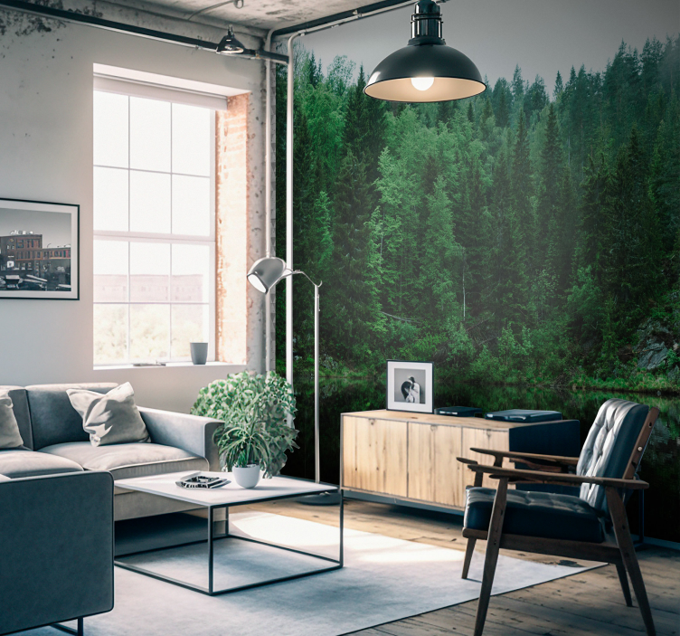 deep forest tree wall mural - TenStickers