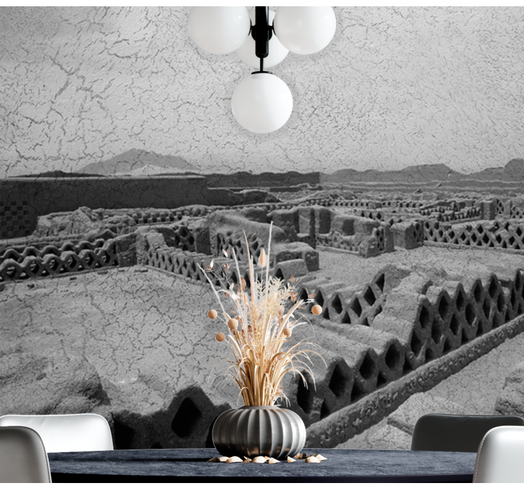 Desert terrain silhouette desert wall mural - TenStickers