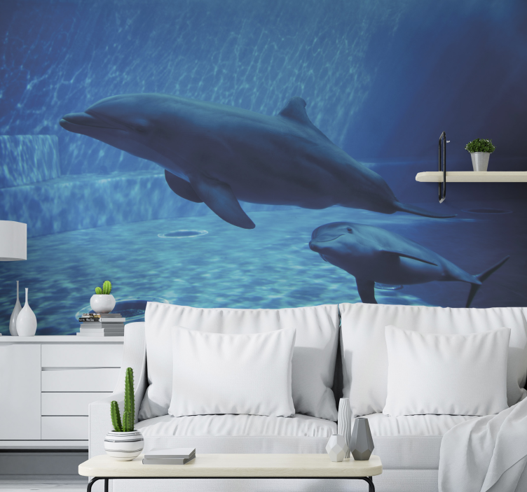Dolphins Swimming Together animals wall mural - TenStickers