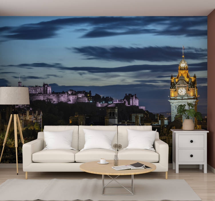 Edinburgh at night wall mural - TenStickers