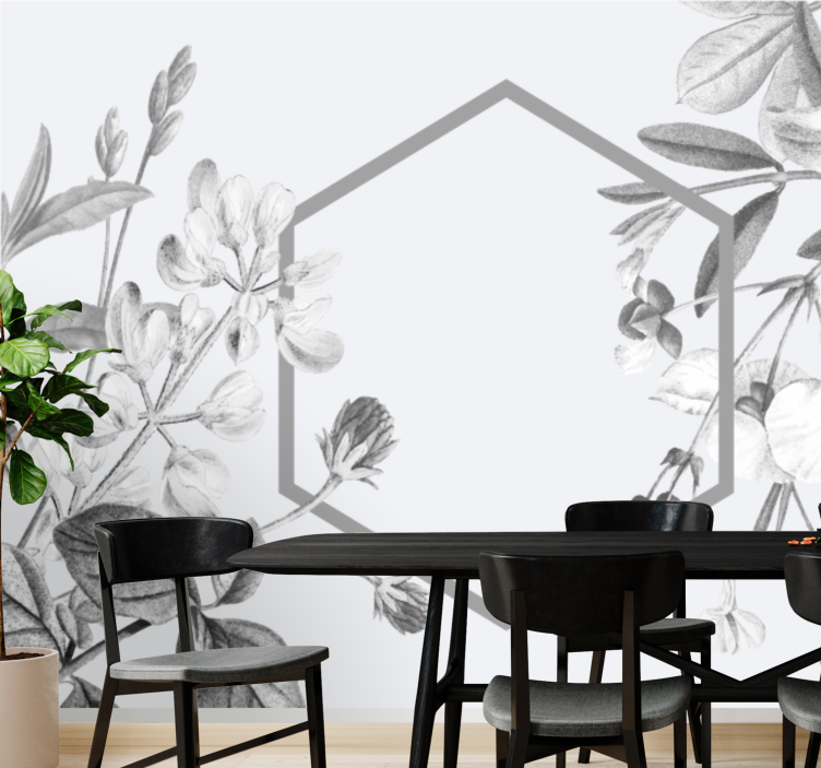 Gray plants arrengment flower wall mural - TenStickers