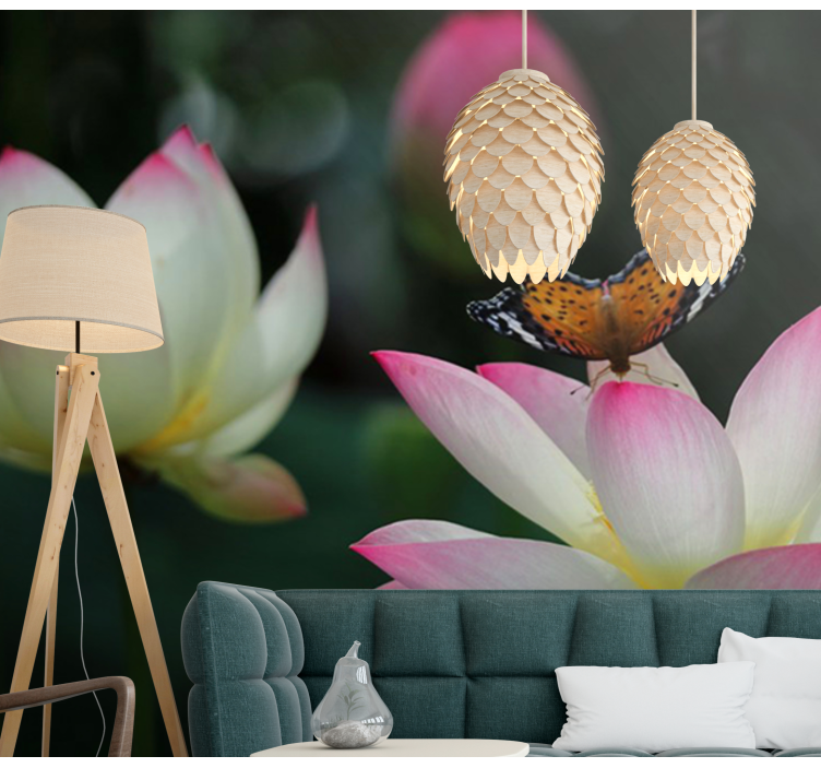 Elegant Lotus Blossom flower wall mural - TenStickers