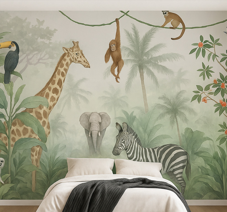 Elegant safari animals wall mural teen bedroom - TenStickers
