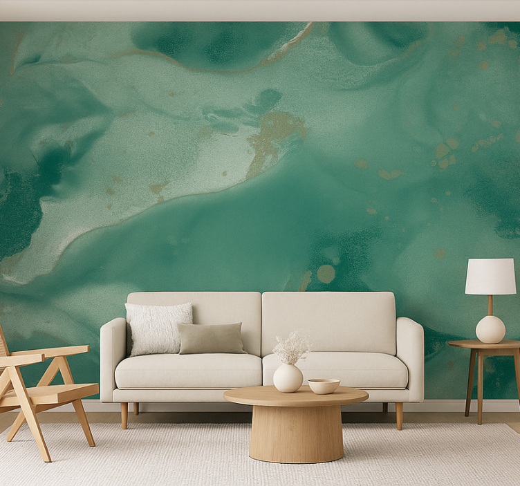Esmerald marble swirls living room wall mural - TenStickers