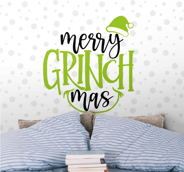 Festive Grinch Greeting christmas wall mural - TenStickers