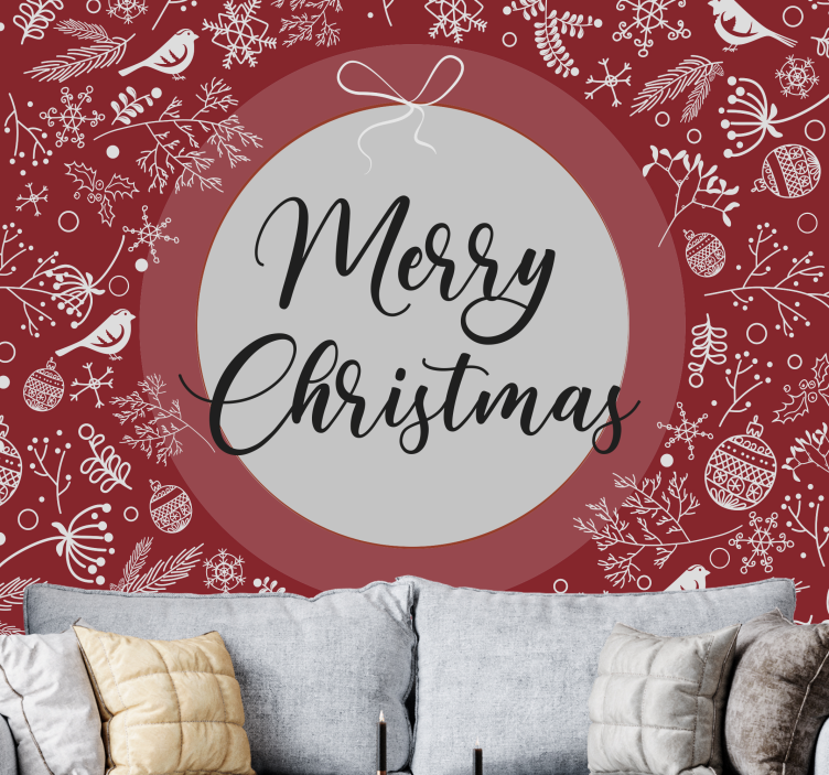 Festive Holiday Wishes christmas wall mural - TenStickers