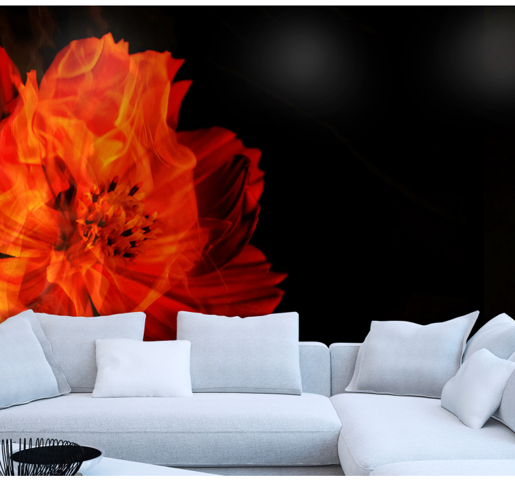 Fiery floral burst flower wall mural - TenStickers