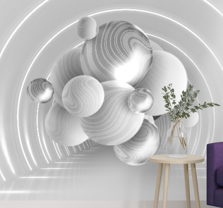 Floating circular shapes 3D wallpaper - TenStickers