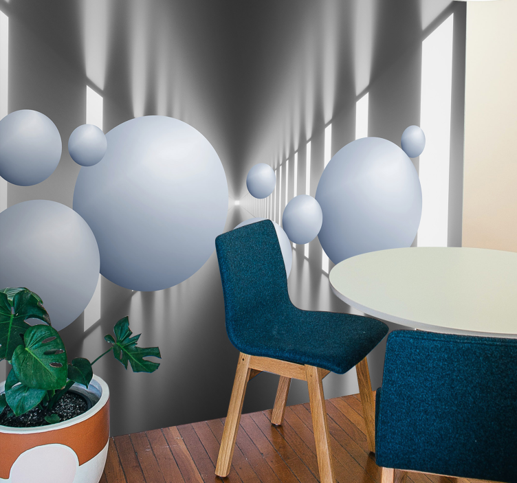 Floating spheres arrangement 3D wallpaper - TenStickers