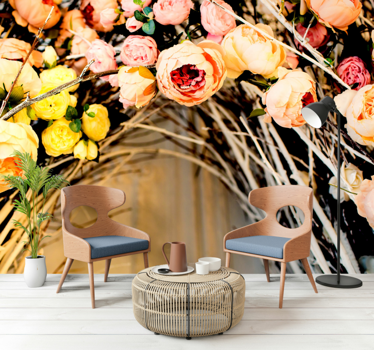 Floral blossom arrangement 3D wallpaper - TenStickers