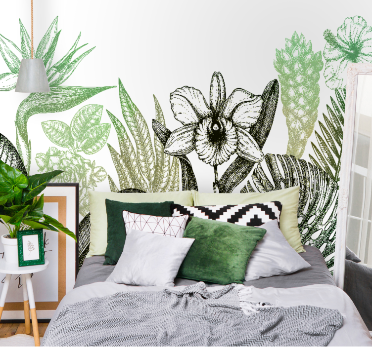 Flower wall mural botanical floral design - TenStickers
